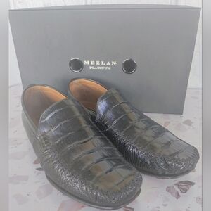 Mezlan Black Alligator Leather Men's Loafers